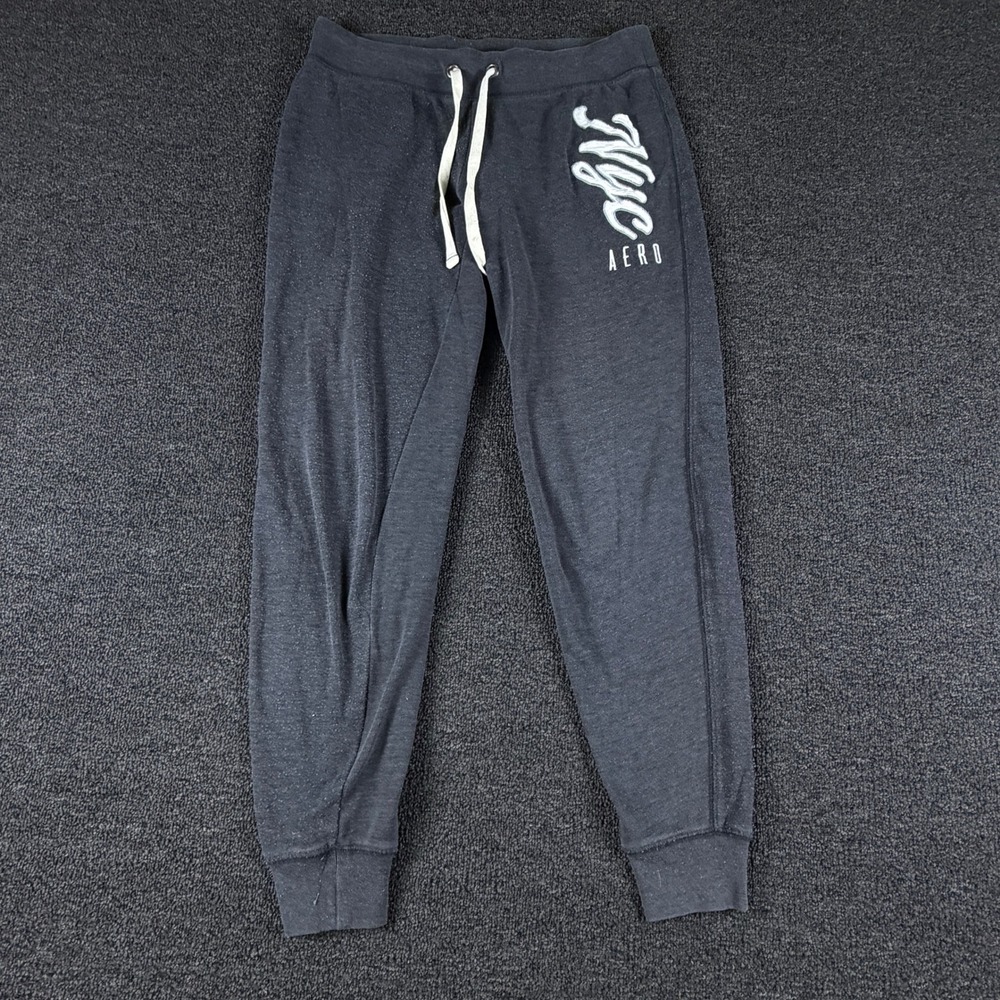 Aeropostale Sweatpants Womens Small Joggers Charcoal Gray NYC Graphic EUC